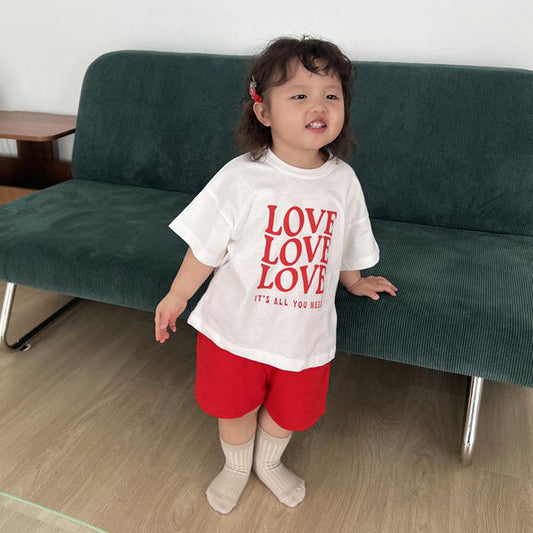Love Short Sleeve Tee Korean toddler t-shirt in ivory made in Korea