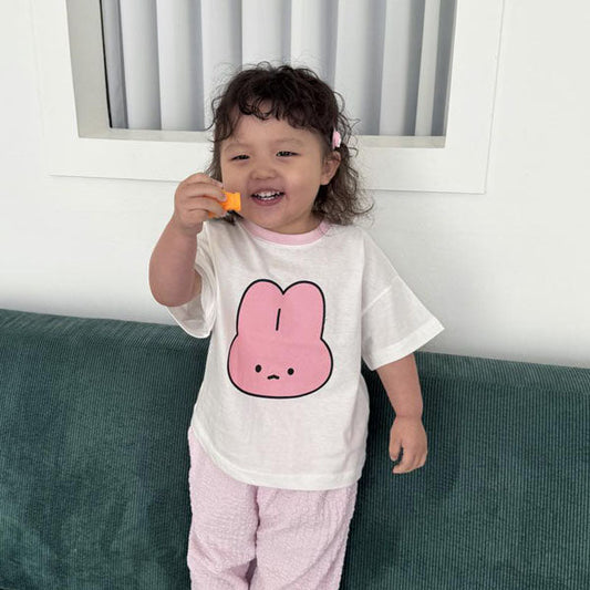 Bunny Bear Short Sleeve Tee Korean toddler t-shirt in pink made in Korea