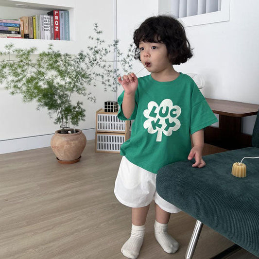 Lucky Short Sleeve Tee Korean toddler t-shirt in ivory made in Korea