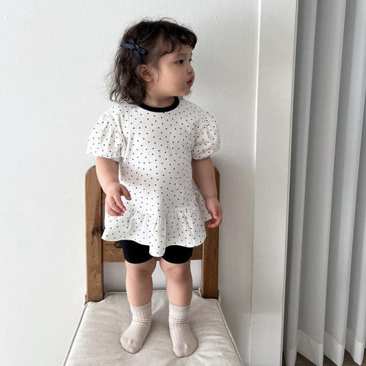 Heart Puff Short Sleeve Tee Korean toddler t-shirt in red made in Korea