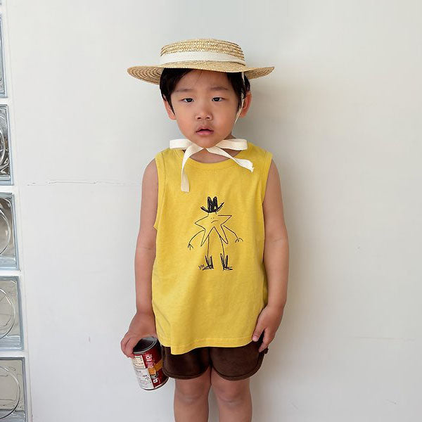 Crayon Tank Top Korean toddler tank top in ivory made in Korea