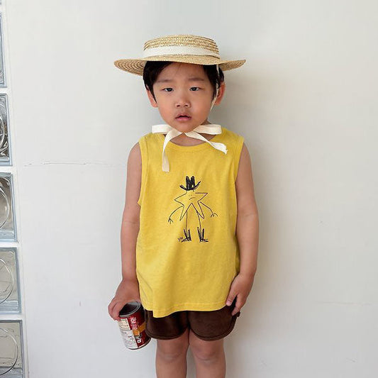 Crayon Tank Top Korean toddler tank top in ivory made in Korea