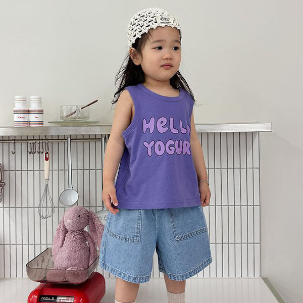 Hello Yogurt Korean toddler tank top in ivory made in Korea
