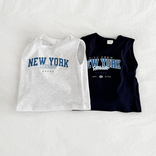 New York Tank Top Korean toddler tank top in light heather made in Korea
