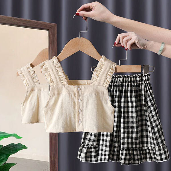 Sleeveless Check Two-Piece Dress