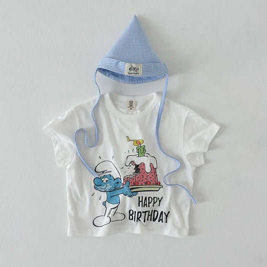 Happy Birthday - Kids Korean toddler t-shirt in ivory made in Korea