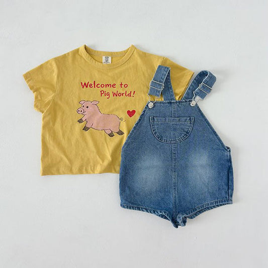 Denim Overalls Korean toddler overall in blue denim made in Korea