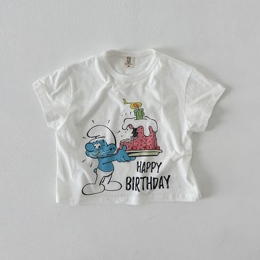 Happy Birthday - Adult Korean kids t-shirt in ivory made in Korea