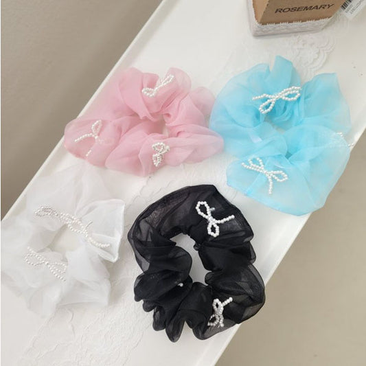 Chiffon Pearl Scrunchie