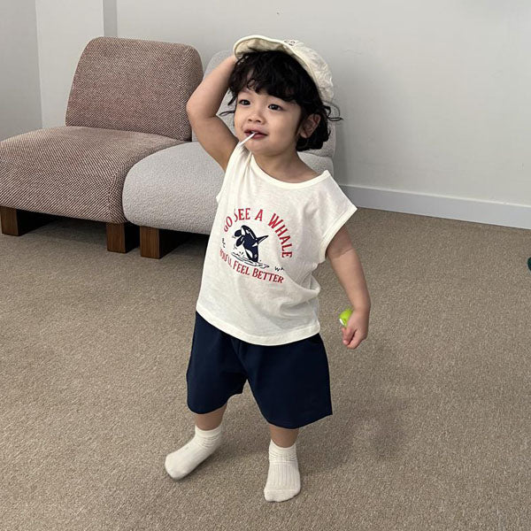 Basic Half Pants Korean toddler pants in ivory made in Korea