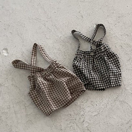 Checkered Overalls Pants