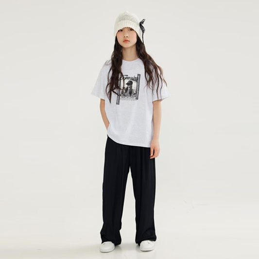 Ribbed 10-Part Wide Pants