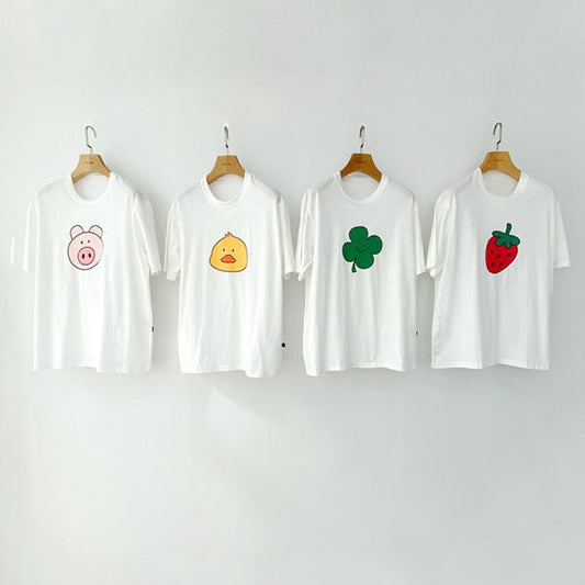 Happy Friends T-Shirt - Adult Korean toddler t-shirt in pig made in Korea
