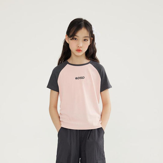 Ribbed Raglan Contrast T-Shirt