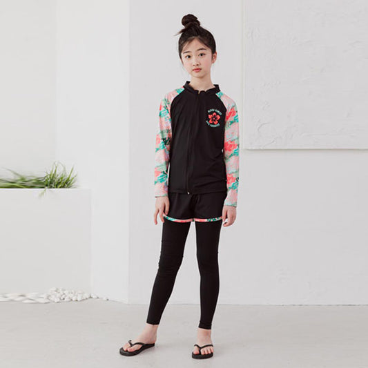 (SS25) Floral Zip-Up Rashguard Set