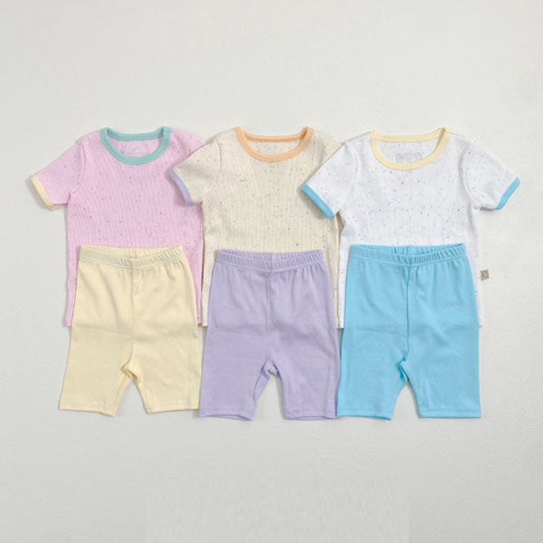 Crayon Ribbed Loungewear Korean infant loungewear in ivory made in Korea
