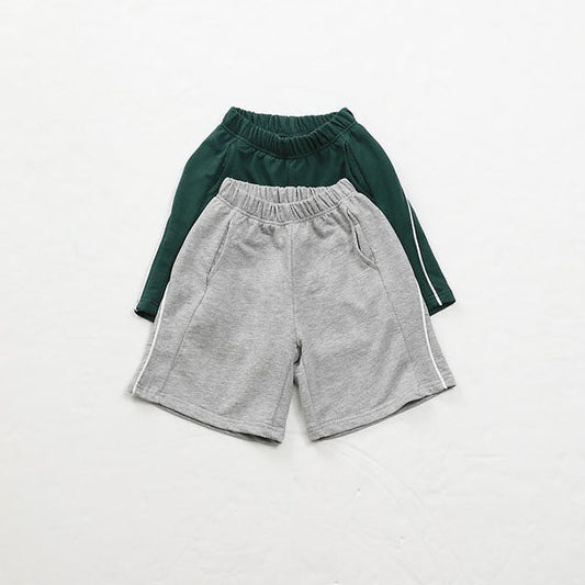 Line Bermuda Pants Korean toddler pants in ash gray made in Korea