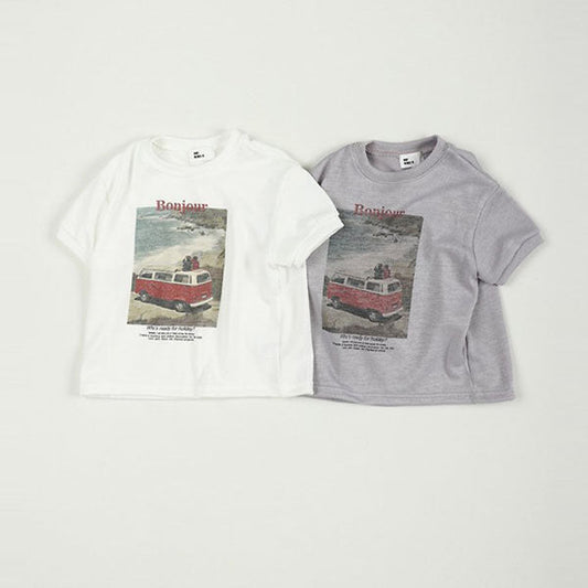 Knit Bonjour Tee Korean toddler t-shirt in ivory made in Korea