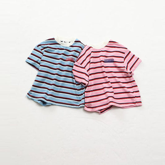 Standard Tee Korean toddler t-shirt in pink stripe made in Korea
