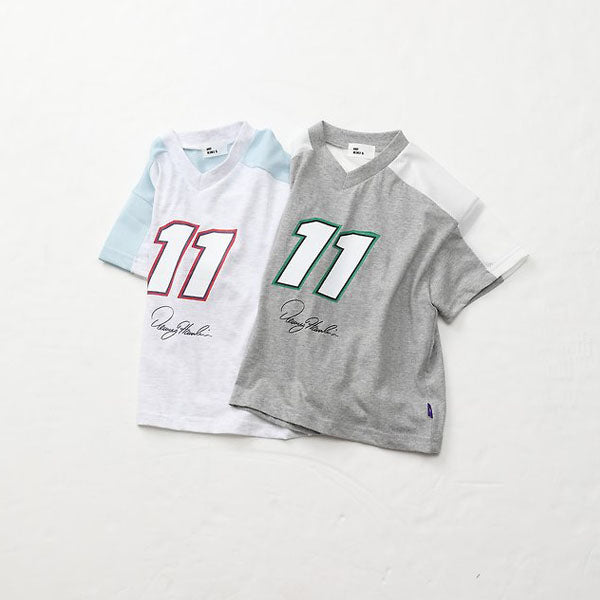 Basketball Tee Korean toddler t-shirt in white melange made in Korea