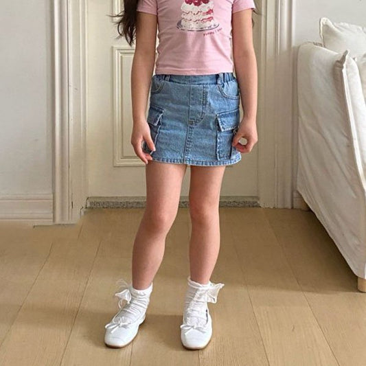 D-Ring Cargo Denim Skirt (Additional Cut) (15~19)