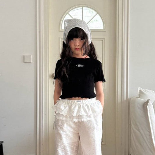 Eyelet Ribbon Tee (15~19)