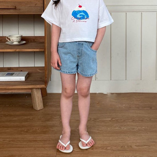 Label Denim Shorts (15~19)