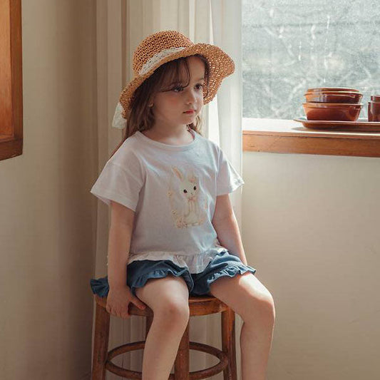 Petite Bunny Tee Korean toddler t-shirt in white made in Korea