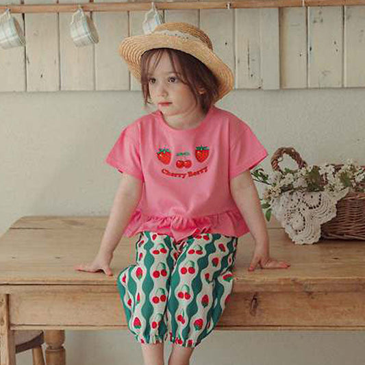 Cherry Berry Tee Korean toddler t-shirt in white made in Korea