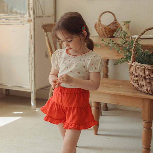 Rose Eyelet Tee Korean toddler t-shirt in natural made in Korea