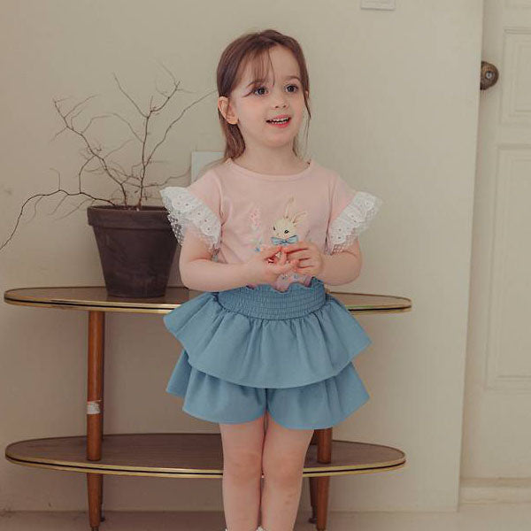 Color Bunny Tee Korean toddler t-shirt in white made in Korea