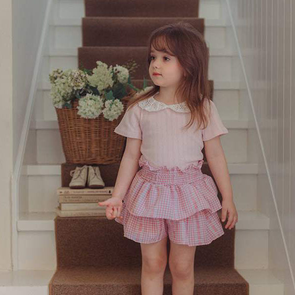 Lumi Collar Tee Korean toddler t-shirt in pink made in Korea