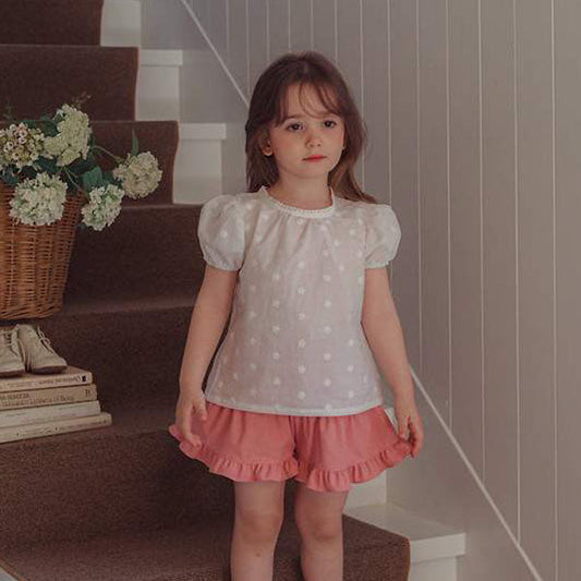 Floral Lace Blouse Korean toddler blouse in ivory made in Korea