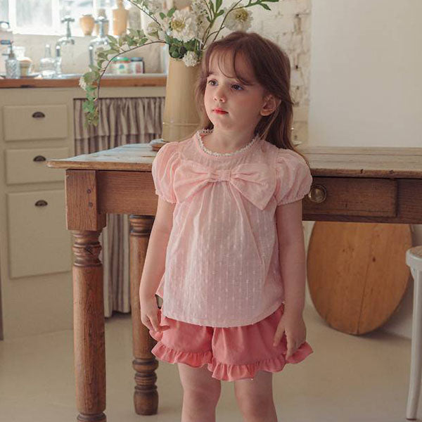 Ribbon Blouse Korean toddler blouse in pink made in Korea