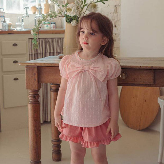 Ribbon Blouse Korean toddler blouse in pink made in Korea