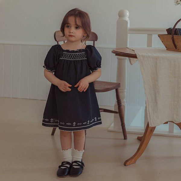 Lydia Dress Korean toddler dress in navy made in Korea