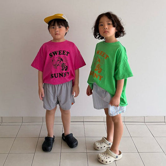 Bee Tee Korean toddler t-shirt in cherry made in Korea