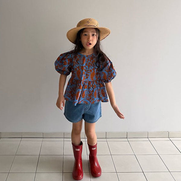 Isabelle Blouse Korean toddler blouse in blue made in Korea