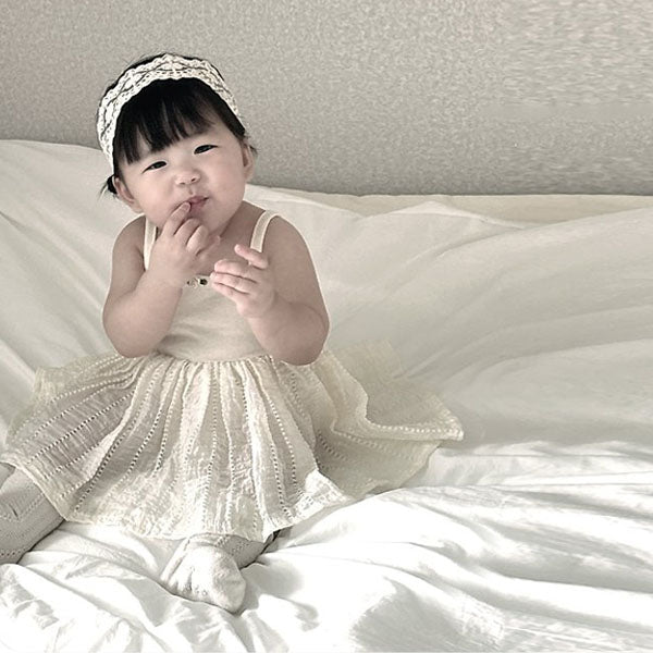 Rose Bodysuit Korean infant bodysuit in cream made in Korea