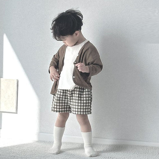Checkered Pants Korean toddler pants in brown made in Korea