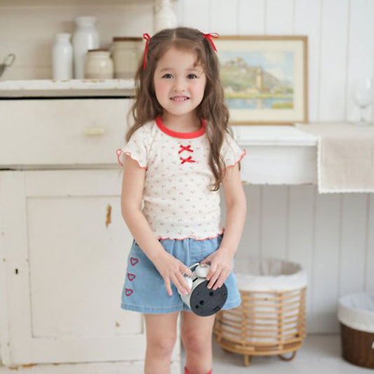 Lily Cherry Tee Korean infant t-shirt in pink made in Korea