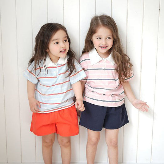 Ken Collar Tee Korean infant t-shirt in blue made in Korea