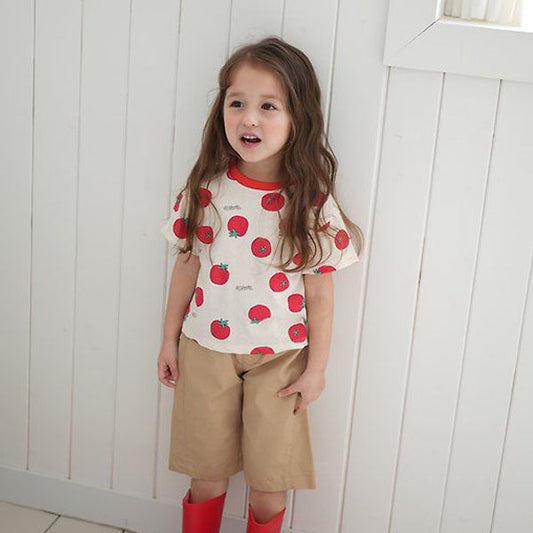Luca Tee Korean infant t-shirt in tomato made in Korea