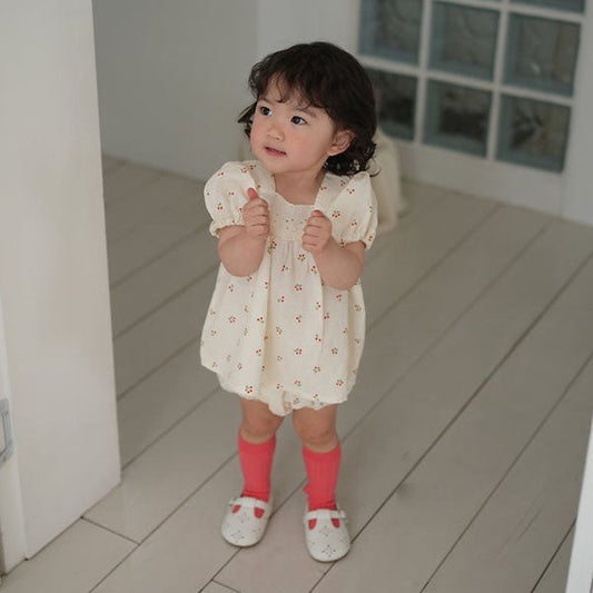 Mila Bodysuit Korean infant bodysuit in cherry print made in Korea
