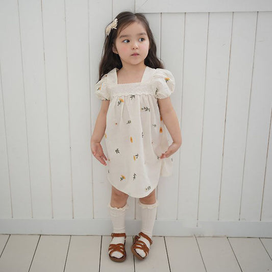 Mila Dress Korean toddler dress in cherry print made in Korea