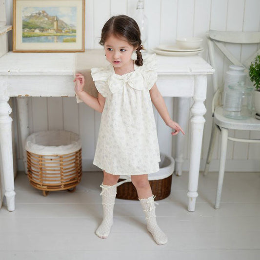 Aria Dress Korean toddler dress in ivory(snowflake jacquard) made in Korea