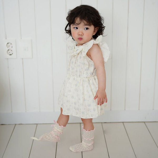 Aria Bodysuit Korean infant bodysuit in ivory(snowflake jacquard) made in Korea