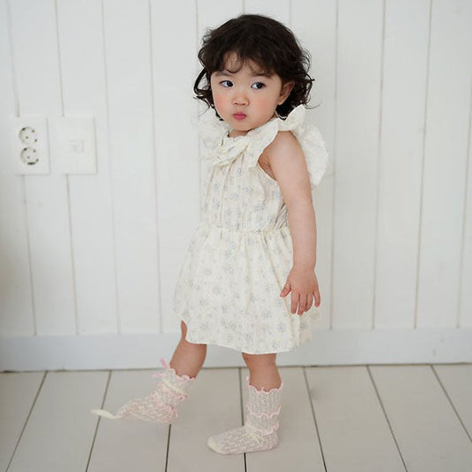 Aria Bodysuit Korean infant bodysuit in ivory(snowflake jacquard) made in Korea