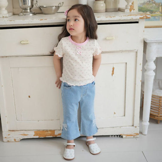 The Ribbon Denim Pants Korean toddler pants in denim made in Korea