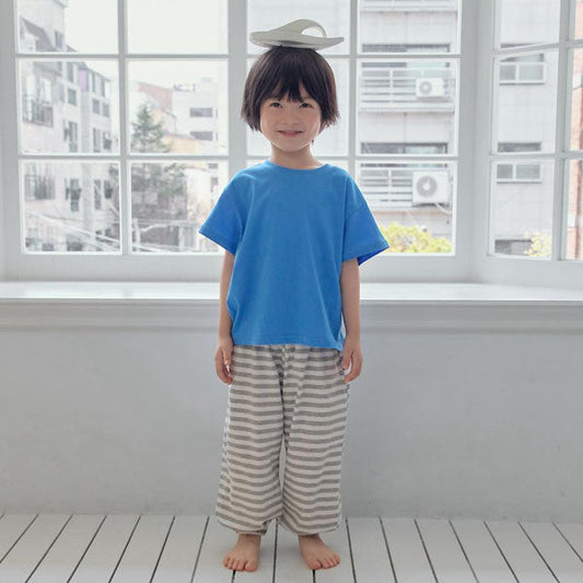 Summer Stripe Jogger Pants Korean toddler pants in gray made in Korea